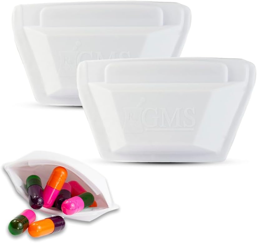 GMS Squeezable Pocket Pill Case - Small, Light Weight Pill מארגנת אידיאלי עבור נסיעות - Holds Medicines Securely - Sturdy Design with Easy Fus-Free Access - 2 Inch Pocket Sized & Discreet - 2 Pack