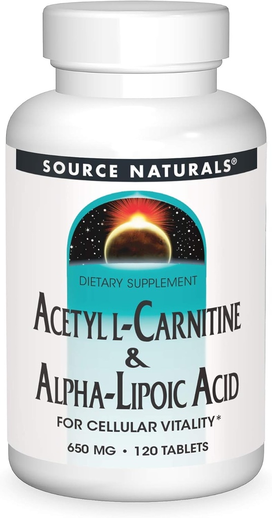 מקור Naturals Acetyl L-Carnitine & Alpha-Lipoic Acid 650 מ"ג 120 טבליות