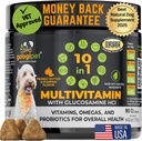 Googipet Premium 10 ב 1 כלב ויטמין Multivitamin Chewable עם Probiotics לבריאות Gut, ויטמינים לכלבים ותוספים w /Vitamin C & Glucosamine עבור תמיכה משותפת (Peanut Butter & Pumpkin Flavor)