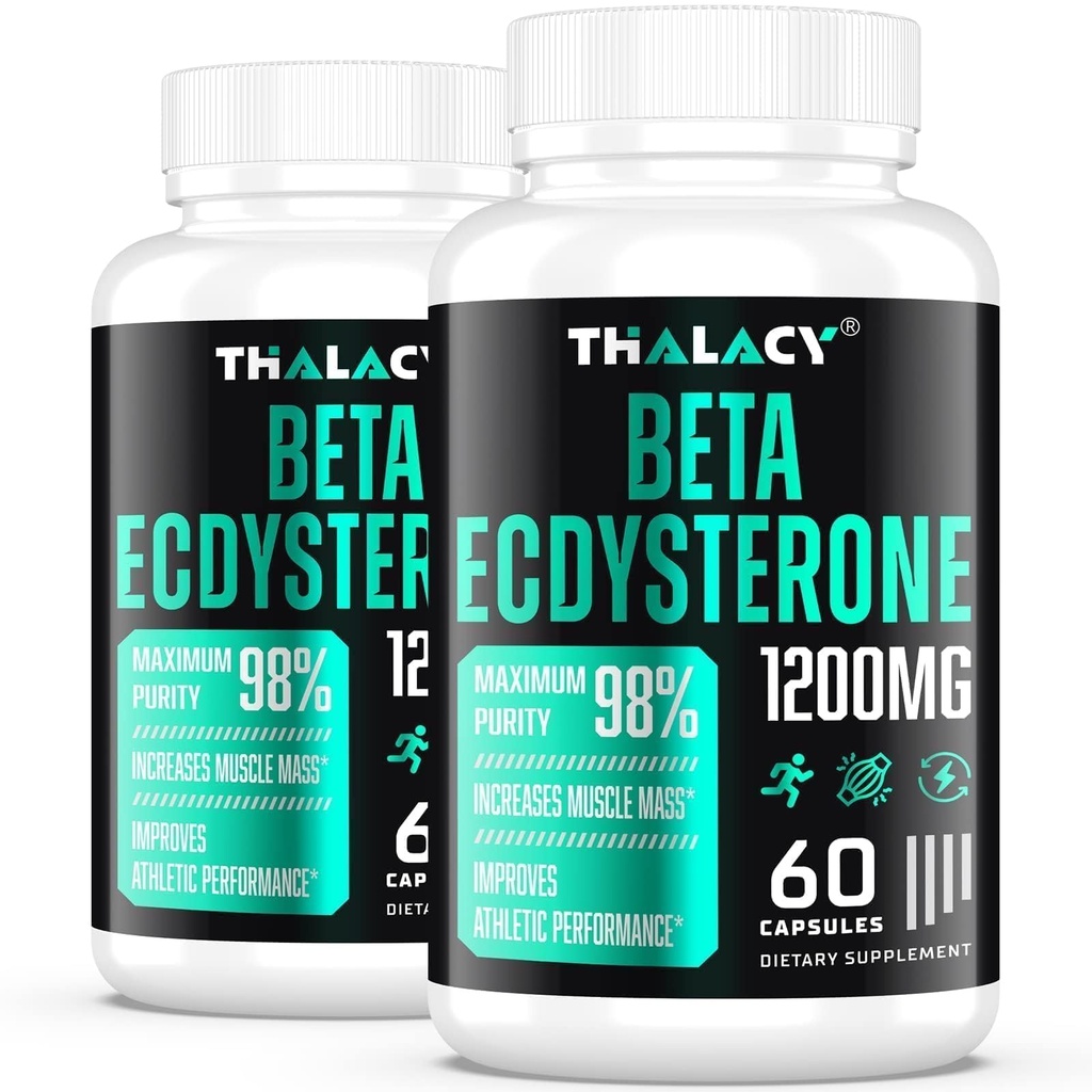 1200MG Beta Ecdysterone תוסף, 98% תוספי Purity Ecdysterone עבור Lean שריר Mass, אתלטיק ביצועים וכוח, 120 קפסולות
