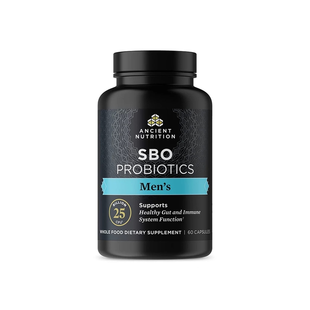 תזונה עתיקה פרוביוטיקה לגברים, SBO Probiotics Men's 60 Ct, for Gut Health, Digestive and Immune Support, Boosts השרירים Mass and Fat Metabolism, 25 מיליארד CFUs* שירות