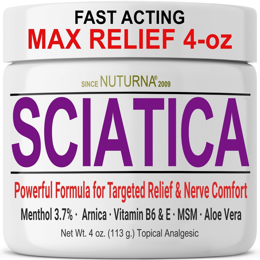 Satica Nerve Cream - קרם כוח מקסימלי לרגליים, ידיים, Legs, Toes, Back - Natural Ultra Strength Arnica, MSM, Menthol, Soothing Comfort, 4 Oz
