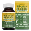 מקס כוח סיביר Rhodiola®: Rhodiola Rosea 5% Rosavins, 2% Salidroside & BioPerine® for Enhanced Absorption - Helps Support Stress, Energy & Focus* - גדל בסיביר, DNA מאומת (60 קפסולות)