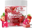 מגנזיום Glycinate Soft Chews, Strawberry Flavor. Chewable Sugar Free Potassium Magnesium Chews with Magnesium Glycinate, ויטמין D, B6 ו- CoQ10 עבור תמיכה ושינה עבור מבוגרים, 60 ימים אספקת