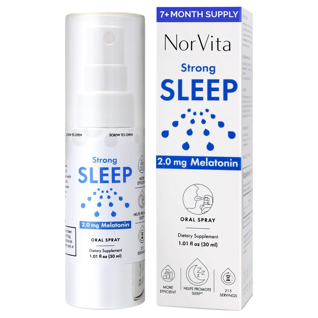 Melatonin Sleep Spray 2 מ"ג (215 משרתות) - מלטונין סליז עבור שינה, Fast-Acting Sublingual Formula, תומך שינה בריאה - טבעוני, GMO-Free, Melatonin Spray for Adults