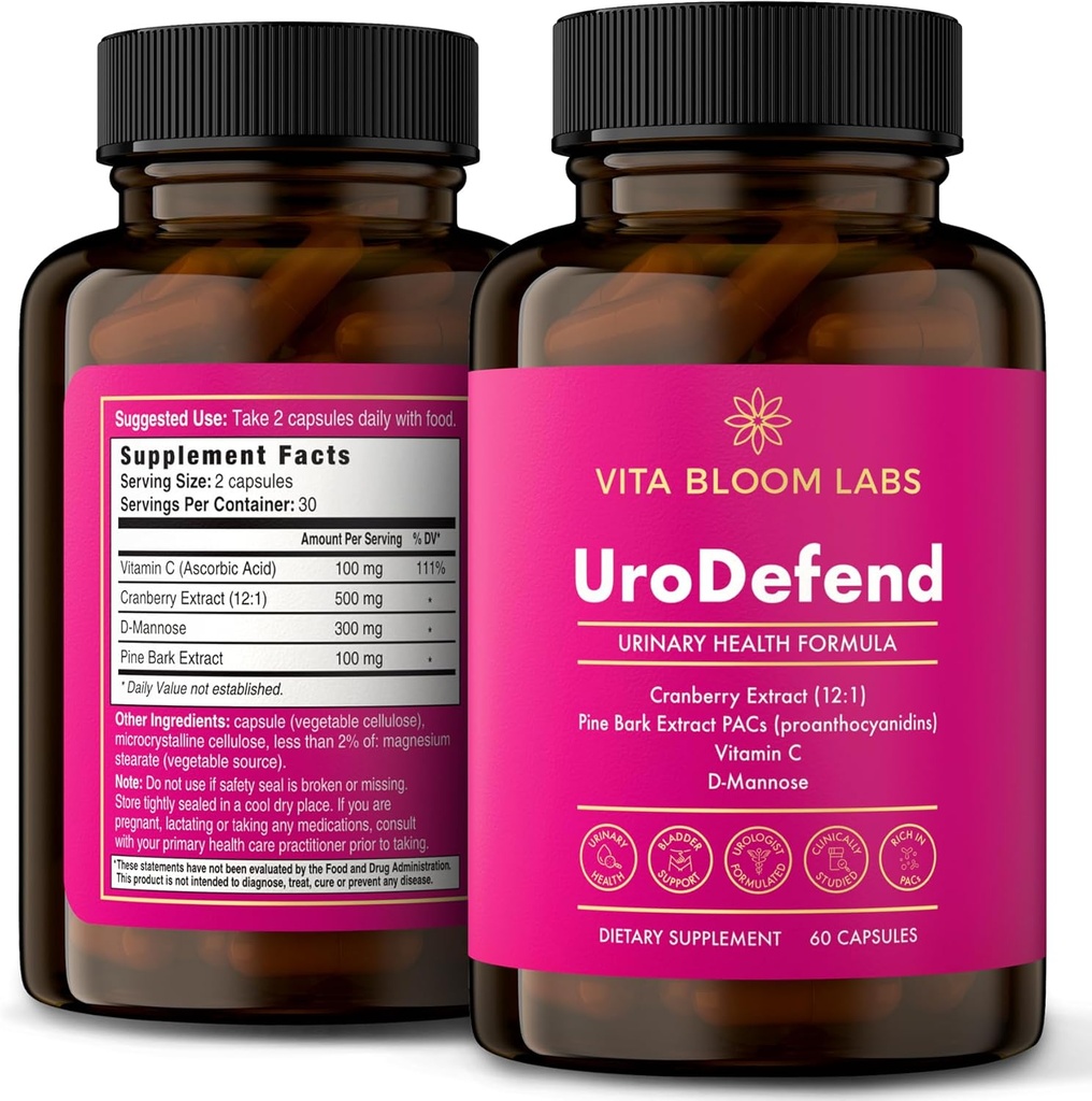 UroDefend UTI Protection פורמולה | Cranberry PACs | Physician Formulated | Additive Free + Gluten Free