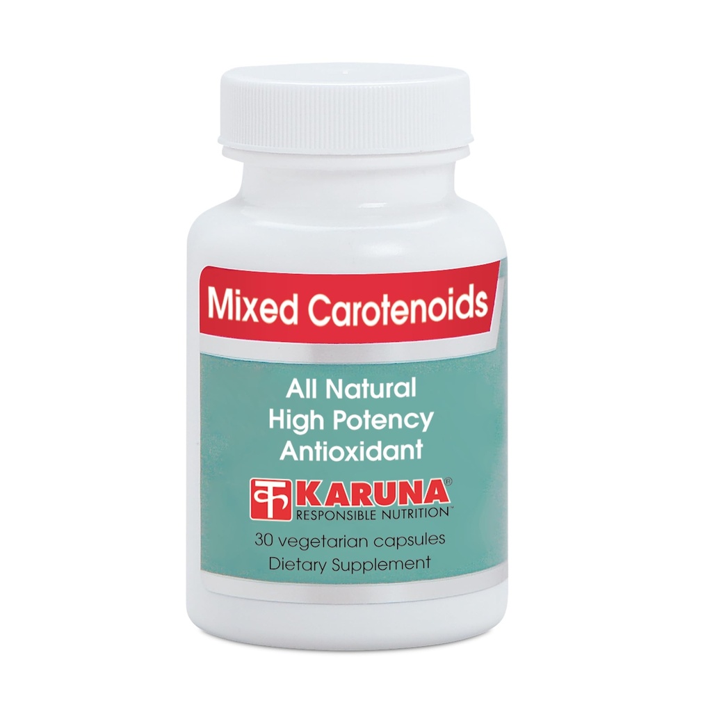 Karuna מעורב carotenoids | 30 קפסולות צמחוניות | Alpha- and beta-carotenes, Lutein 5 מ"ג, lycopene 2.5 מ"ג, zeaxanthin 246mcg, ו Cryptoxanthin 8mcg
