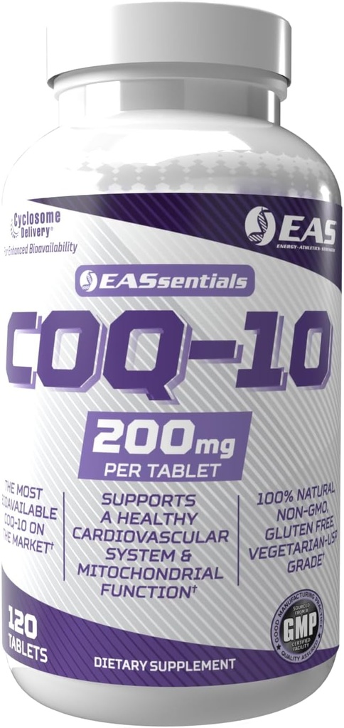 מדעים ניסיוניים ויישומים COQ-10 200 מ"ג | Antioxidant Supporting Heart Health & Energy Production | Gluten Free, non GMO | Better Absorption with Cyclosome Delivery | 120 טבליות