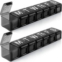 2 Pack תוספת גדולה כדור שבועי מארגנת, BPA חינם גלולת 7 יום עם השוואת XL עבור שמן דגים, נסיעות ידידותי תרופות לארגן מקרה גלולות עבור ויטמינים, Supplements
