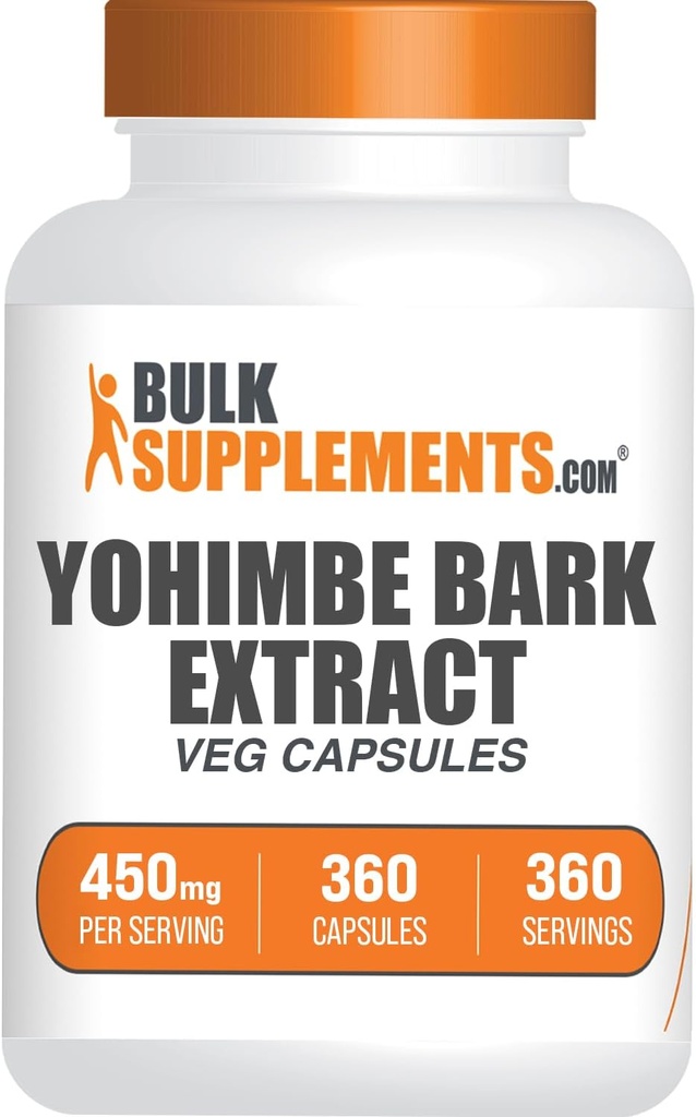 BulkSupplements.com Yohimbe Extracts - Yohimbe Bark Extract, Yohimbe תוספים, Herbal תוסף - Gluten Free, 1 Veg קפסולה לשרת, 360 קפסולות (Pack of 1)