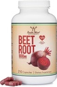 אבקת Beet Root כמוסות (Organic and Vegan) (210 ספירה, 1,000 מ"ג פריון) - Super Food from Beets with High Nitrate for Total Health Support by Double Wood