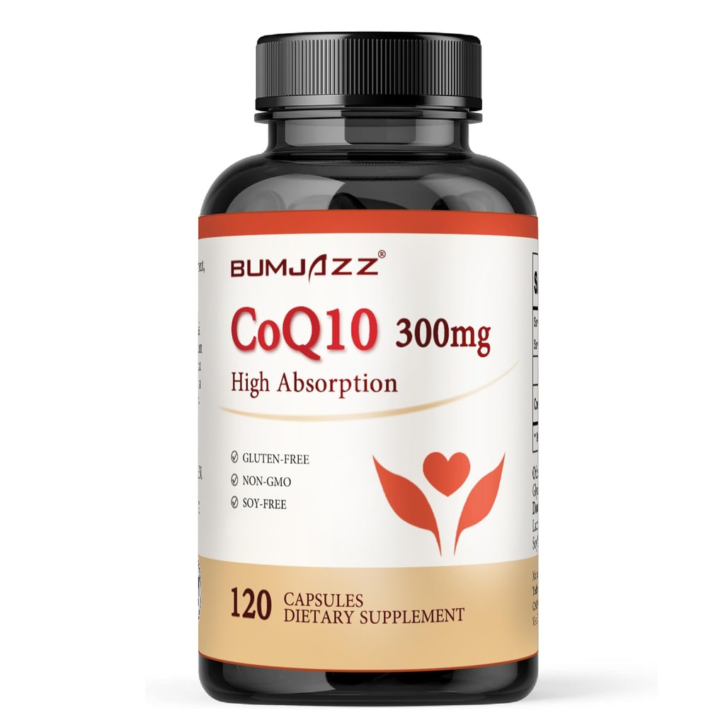 CoQ10 300 מ"ג - 120 קפסולות - High Absorption - non-GMO - Gluten-Free - Coenzyme Q10 - CoQ10 קפסולות