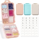 3 Pack, 14 GRIDS Travel Pill Organer Box with Labels - Travel Medicine Case Kit - Pocket Daily Pharmacy Container - Travel Holder Dispenser for Fish Oil תוסף