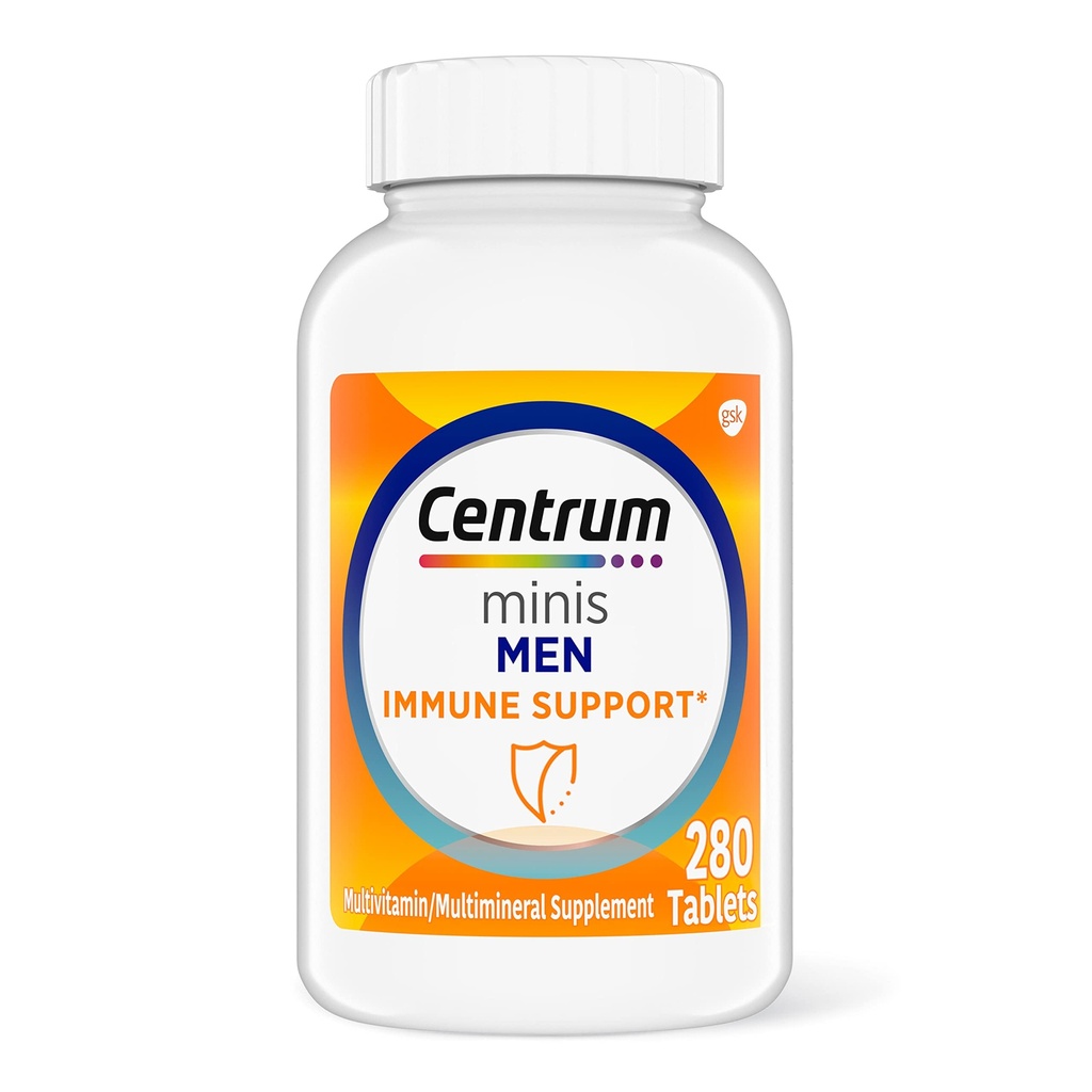 Minis Men's Daily Multivitamin for Men for Immune Support with Zinc and ויטמין C,280 מיני טבליות, 140 יום אספקה