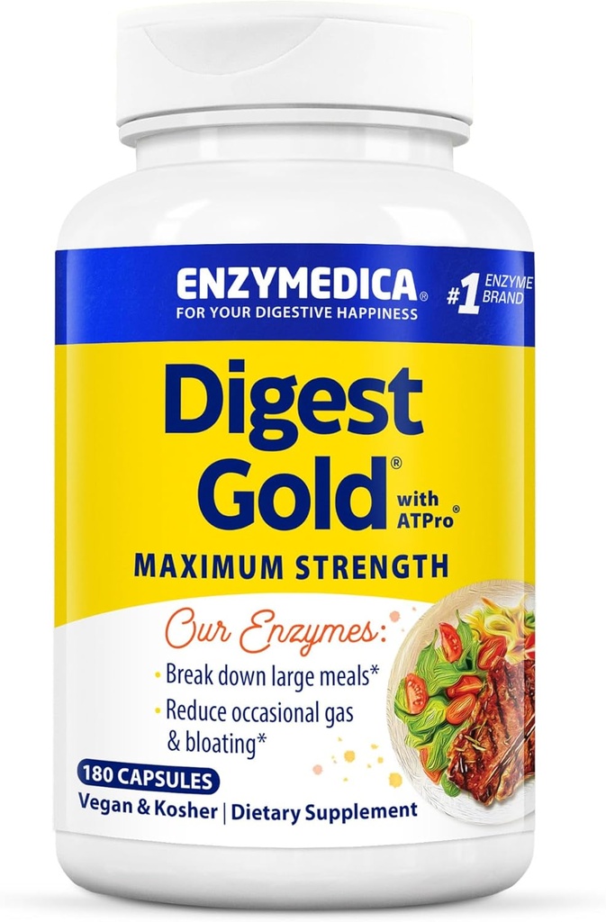 Enzymedica Gold + ATPro, תמיכה מקסימלית, 180 קפסולות