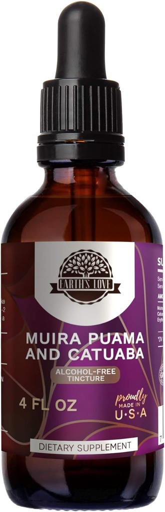 אהבת כדור הארץ - Muira Puama ו Catuaba אלכוהול-Free Herbal Extracting Tincture, Super-Concentrated (Ptychopetalum Olacoides ו Trichilia Catigua, Erythroxylum vacciniifolium) Dried Herbs (4 Fl Oz)