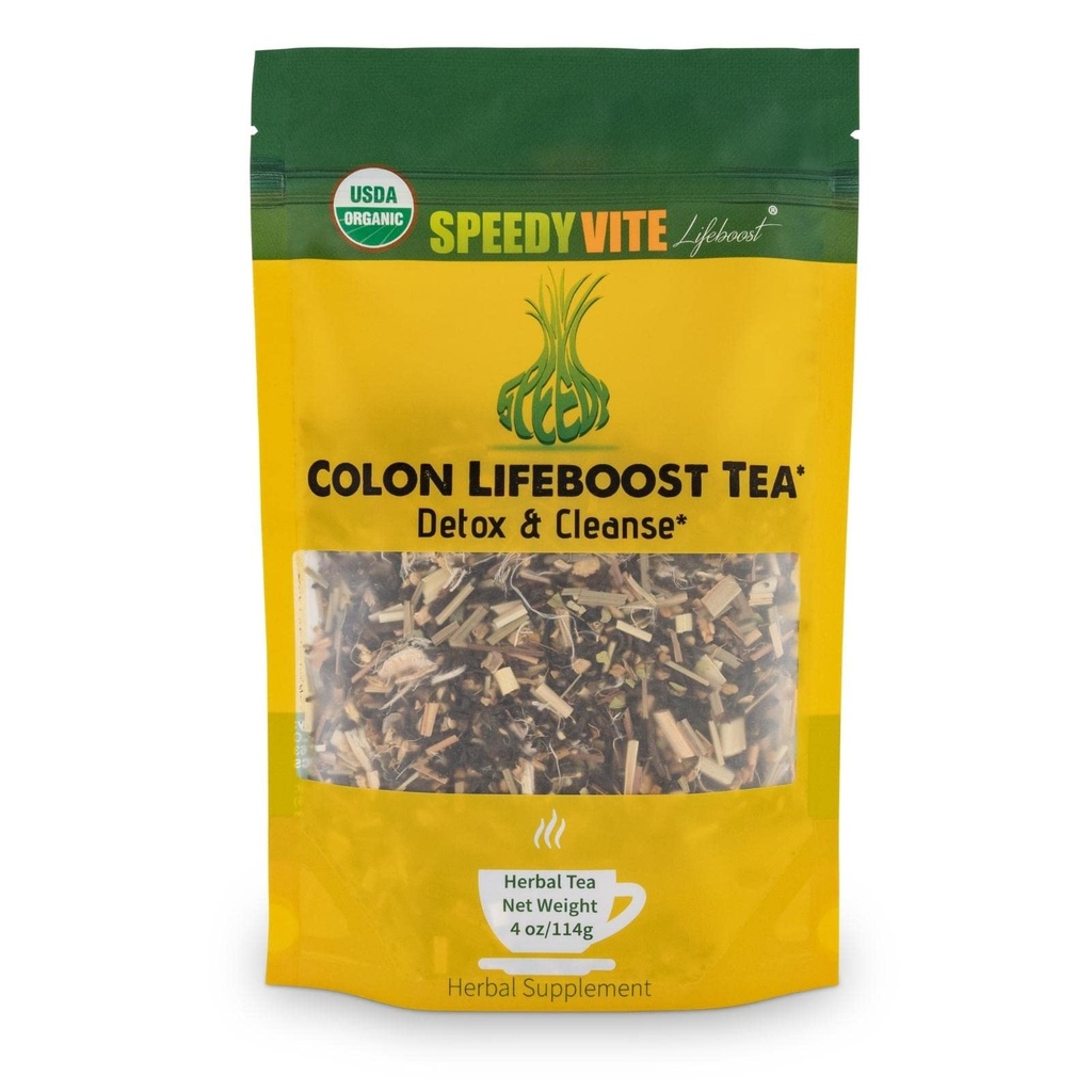 SpeedyVite Colony LifeBoost Tea Detox ונקיזה - תה אורגני Pu'er עם ג'ינג'ר, Lemongras - עבור שיפור בריאות הקולוניות ותפקוד