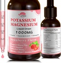 Potassium Magnesium Citrate תוסף, מגנזיום נוזל טיפות עם Magnesium Glycinate 1000 מ"ג עם Ashwagandha, Zinc, Support Clam & Support Immune System (Strawberry,2 FL.OZ.)
