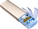 Vaydeer Metal Travel Pill מארגנת, 7 Day Weekly Pill Box, Big Capacity Daily Sweet Pill Case for Supplements, Pills, ויטמינים ותרופות (קטן, שמפניה)