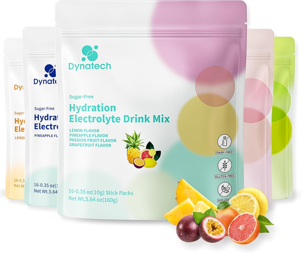 דינאטק Zero Sugar Electrolyte Drink - Variety Pack - hydrotion אבקת Packets עם 10 אלקטרוליטים ווויטמינים | Non-GMO, Gluten Free, Electrolytes אבקת Packets