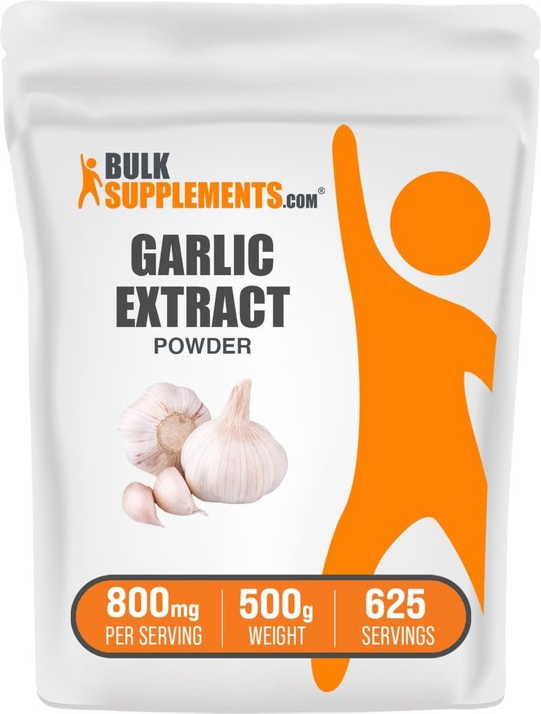 BulkSupplements.com Garlic Extracta - Garlic Supplement, Herbal Supplement, Allium Sativum - Herbal & Gluten Free, 800 מ"ג לשרת, 500g (1.1 lbs) (Pack of 1)