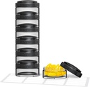 PULIV Stackable Pill Productionser for Flexive Use, Large Travel Pill Box Case 7 Day with Wideפות for Easy Retrieval & Filling, BPA-Free, 20 מדבקות, מחזיקי ויטמינים, תוספים, שמן דגים