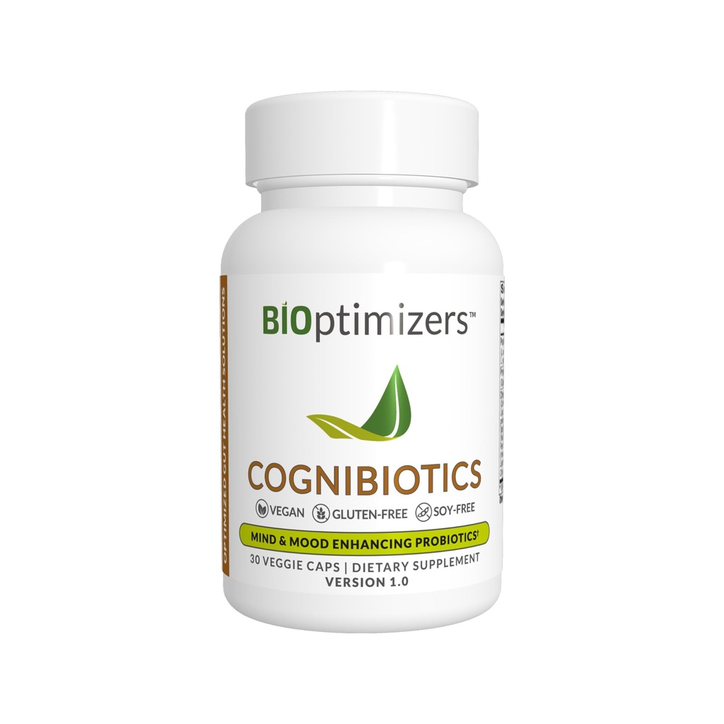 BIOptimizers Cognibiotics Probiotic Brain Supplement - מסייע לתמוך Mood, Focus, Memory, Mental Clarity - 30 קפסולות
