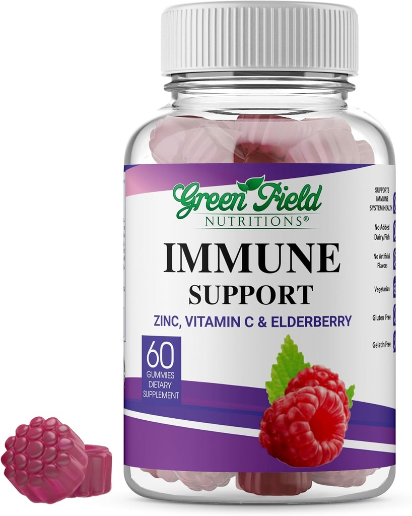 דיאטות ירוקות הליל Immune לתמוך חניכיים של מבוגרים - תומך מערכת החיסון שלך באופן טבעי עם Halal Zinc ו ויטמין C מסטיקמי - 60 מלוכלכים טעימים ברי חניכיים הליאל ויטמינים