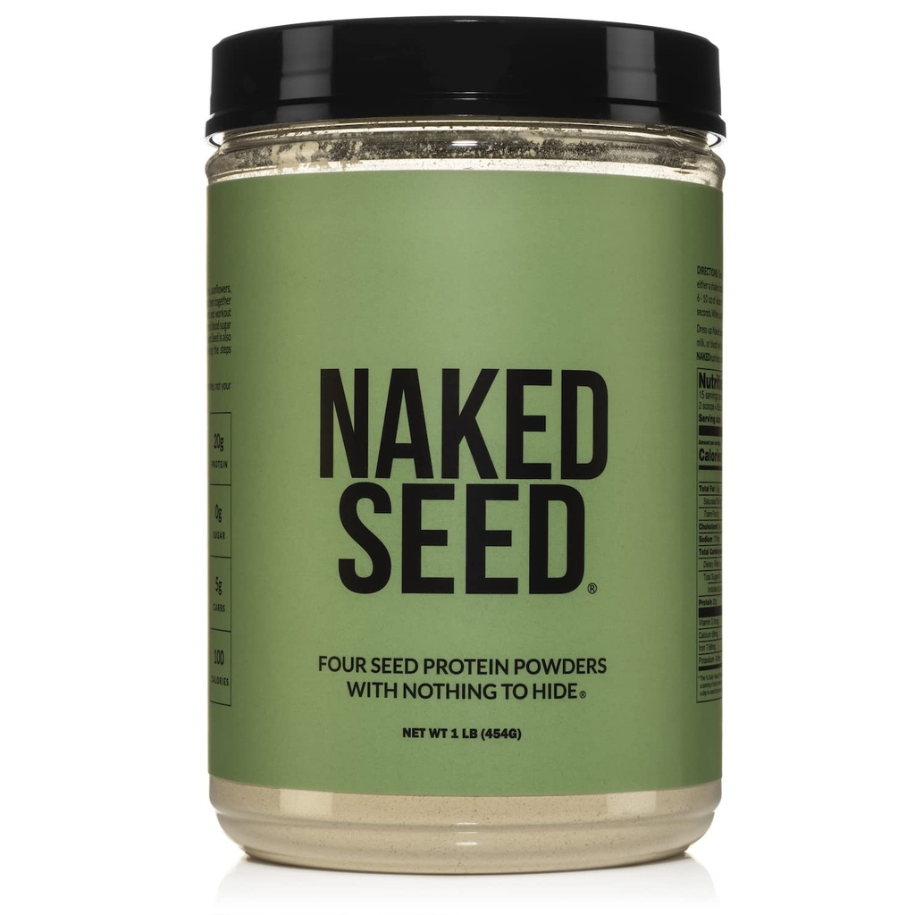 Naked Seed - 4 אבקת חלבון Seed, רק 4 Ingredients - Chia, Watermelon, Sunflower ו- Pumpkin Seed - Gluten-Free, Soy Free, טבעוני, No Gmos, No Artificial Sweeteners - 15 משרתים