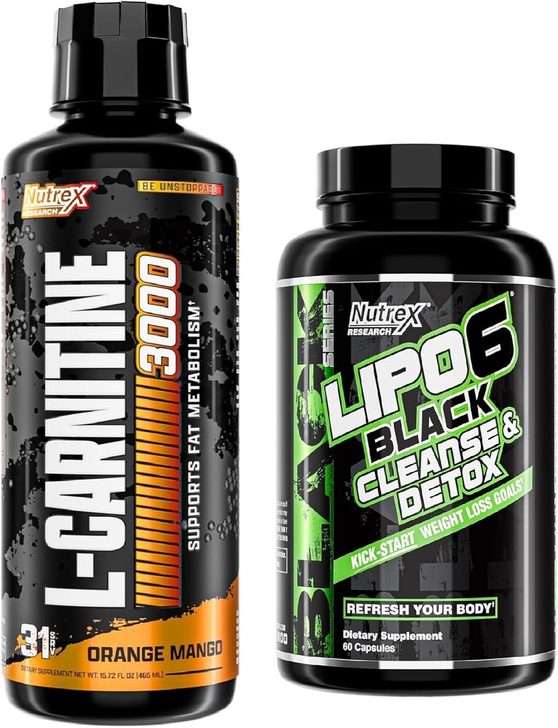 Nutrex מחקר נוזלי Carnitine 3000 | Premium Liquid Carnitine, Fat Loss Support Orange מנגו - Lipo-6 ניקויse & Detox for Weight Loss & Digest
