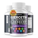 Quercetin Bromelain Zinc ויטמין D3 Elderberry Turmeric Rosemary Bilberry חכמים Odorless Garlic Tea Milk Thistle Oregano -150 קפסולות מיוצר בארה"ב
