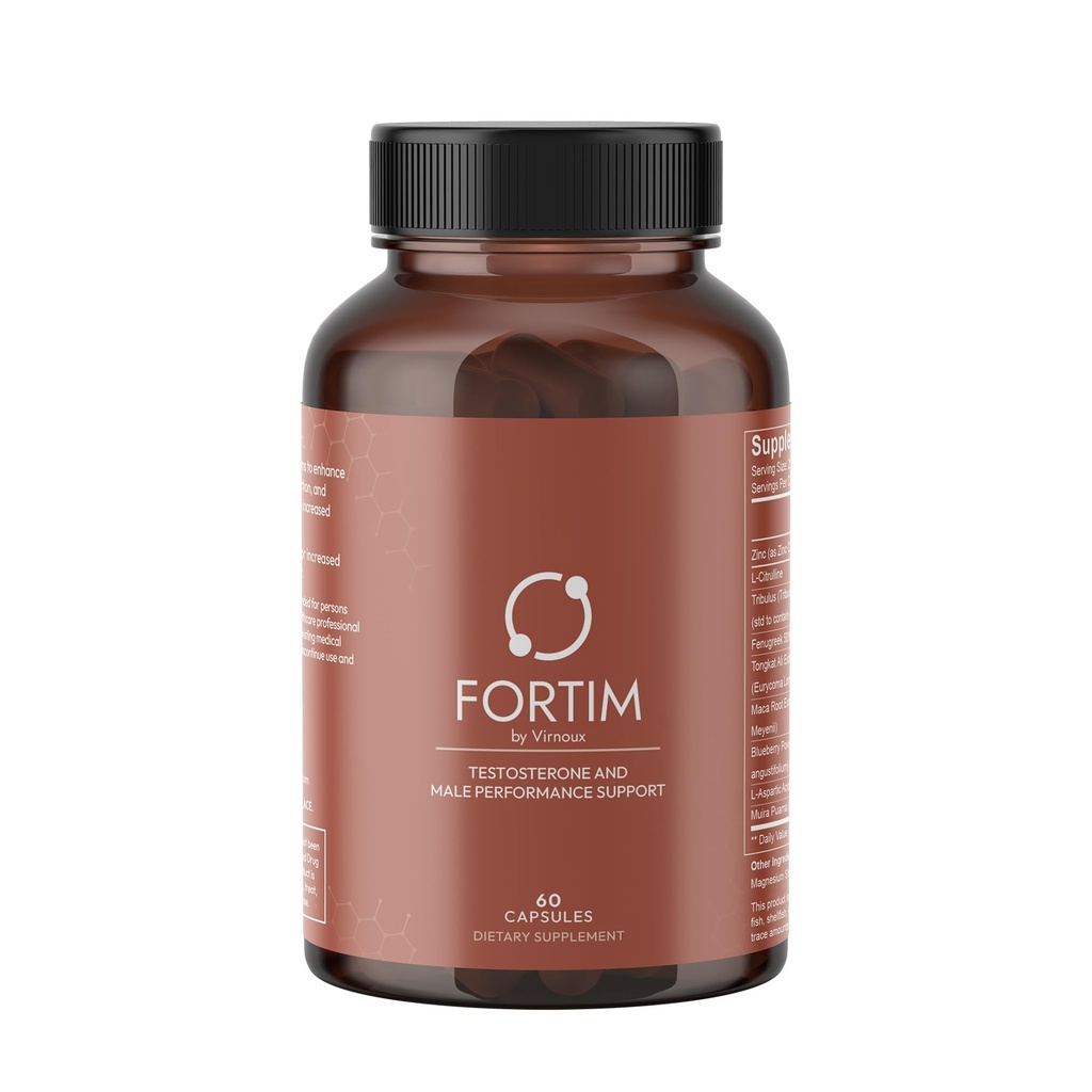 Fortim - Improve Testosterone Production, Energy & Stamina – Testosterone Support Supplement | Made by Doctors for Hormonal Health | with Fenugreek, L-Citrulline & Tongkat Ali | 60 Capsules