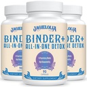 All-In-One Detox Binder תוסף 1500 MG - High Bioavailability, Liver Gut Detox ניקויse עם Charcoal מופעל, Zeolite & Bentonite Clay for Toxins, Liver, Digestive, 270 קפסולות טבעוניות