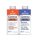 Genexa Day Time Cough & Hollandestion + Nighttime Somee Cold & Flu Combo Pack, Dye Free, 0% תוספת מלאכותית, נוזל Multi-Symptom Cough, Cold, & Flu, אורגני Blueberry Flavor, 12 oz (2 Pack)