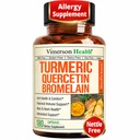 Quercetin with Bromelain Turmeric Curcumin תוסף - Allergy Relief, Joint & Immune Support - תוספת אורגנית Turmeric עם Black Pepper (Bioperine) - 180 Quercetin 500 מ"ג קפסולות