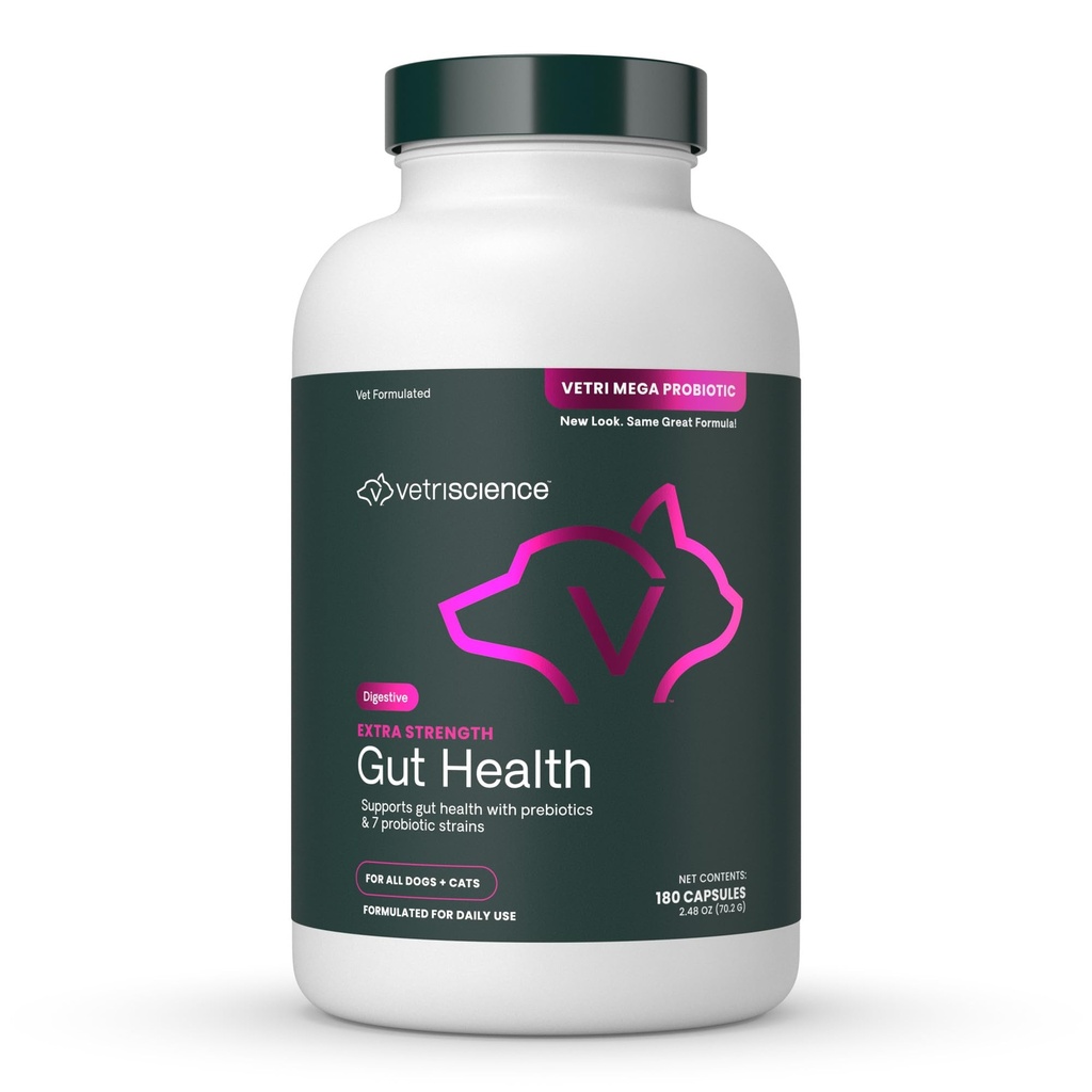 VetriScience תוספת כוח Gut בריאות Probiotic & Preביוטיקה תוספי מזון עבור כלבים וחתולים, Gas & Diarrhea & Immune תמיכה, קל-Open קפסולות, 180 - מבט חדש