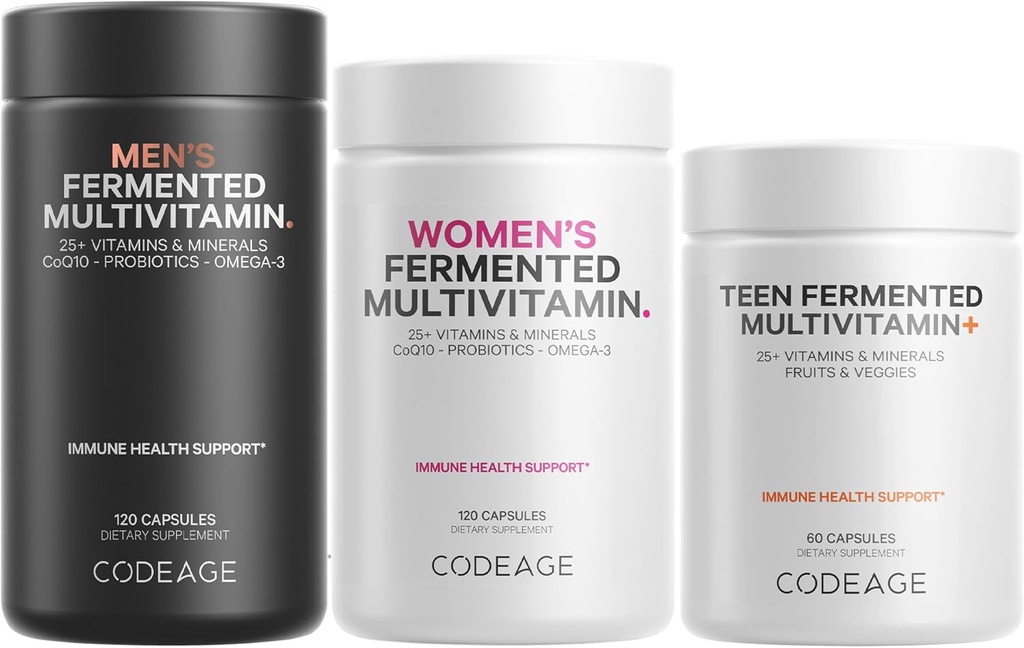 משפחת Codeage Multivitamin Bundle - Multivitamins for Teens, Women & Men - ויטמינים ומינרלים חיוניים