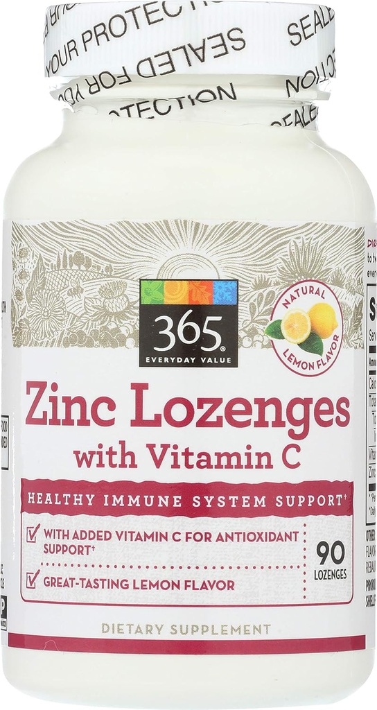365 על ידי Whole Foods Market, Zinc Lozenge עם ויטמין C, 90 ct