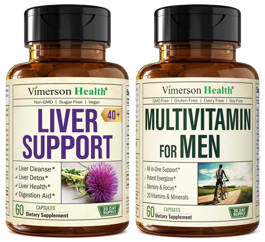 Liverנקה Detox & תיקון חלב תוספת ו Multivitamin עבור גברים - גברים שלמים Multivitamins & Multiminals עם ויטמין A, C, D, E, B12, Zinc ועוד ויטמינים לגברים