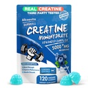 Creatine Monohydrate חניכיים מורכבות עבור גברים ונשים - 120 חניכיים מתקדמות פורמולה, L-Taurine + ויטמין B12 עבור כוח שרירים, בונה שרירים, אנרגיה Boost, Pre-Workout תוסף - Blueberry כחול