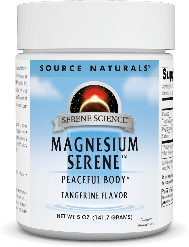 מקור: Naturals Serene Science Magnesium Serene, Peaceful Body*, Tangerine Flavored - 5 אבקת Ounce