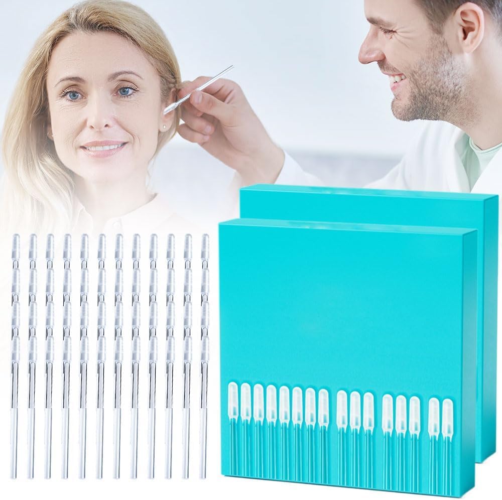Sticky Ear Cleaning Sticks, Reusable Earwax Removal Adhesive Swabs, Sticky Ear Cleaner Ear Wax Removal Tools (2 Box 48PCS, Large)
