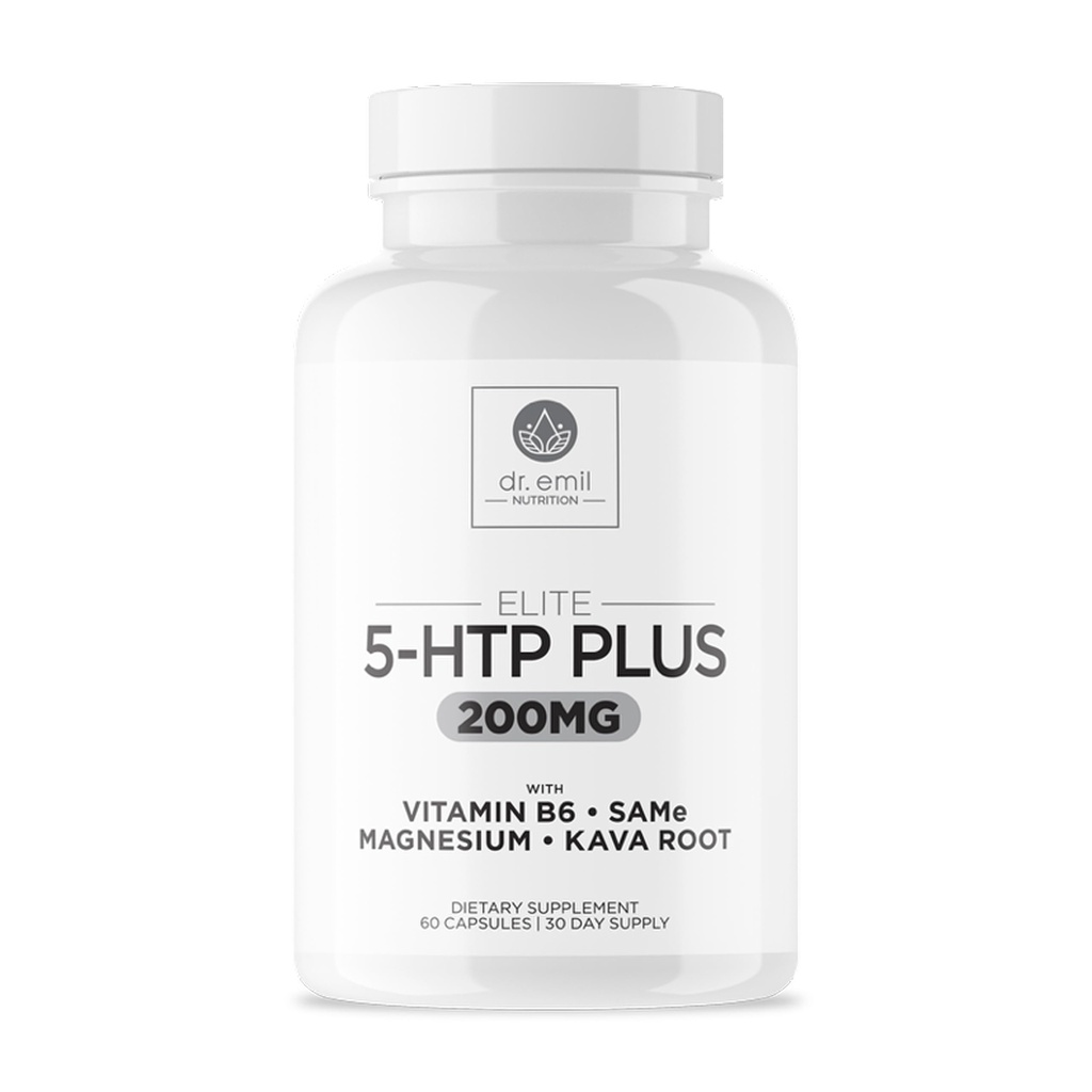200 MG 5HTP Elite עם Kava Root Extract, Magnesium & SAM-e כדי לשמור על שינה בריאה רגילה וליצור תחושה של רווחה - 5HTP עם תוסף ויטמין B6 - 60 קפסולות, 30 משרתים