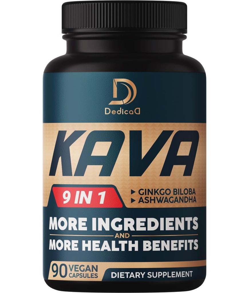 Kava Kava קפסולות - 3 חודשים אספקה - 9 הצלעות עם גינקו בילובה, Ashwagandha Root, Andean Cocoa, Graviola Leaf, Chamomile, Valan, Lemon Balm & Skullcap - תמיכה Mood & Immune - 90 Pills Cocoa, Graviola Leaf, Chamomile, Valan, Lemon Balm & Skullcap - תמיכה Mood & Immune - 90 Pills