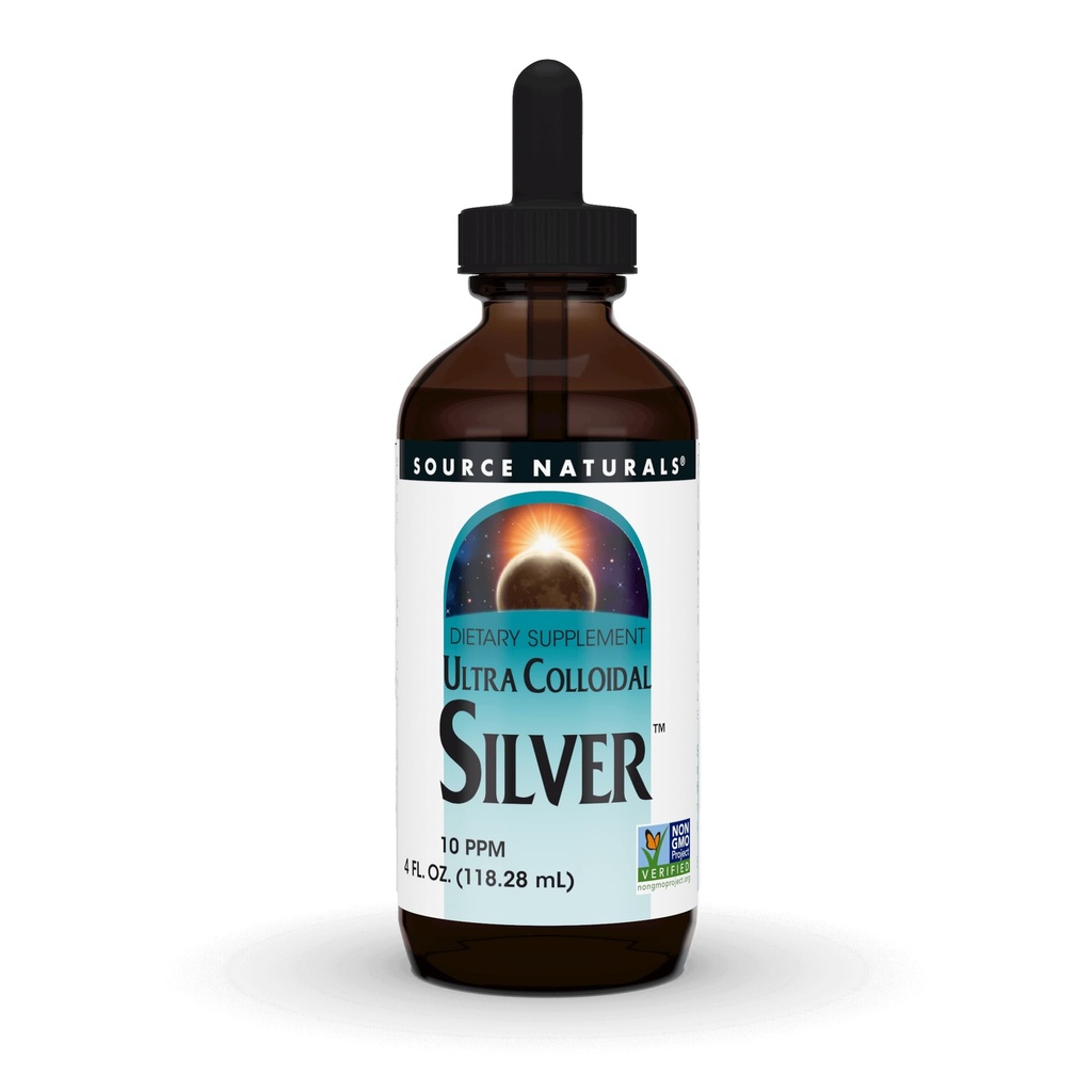 מקור Naturals Ultra Colloidal Silver - תוספת נוזלית לתמיכה במערכת החיסון - 4 oz