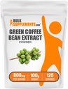 BulkSupplements Green Coffee Bean Extracta - קפה ירוק Bean תוספי מזון - תמיכה באנרגיה, Gluten Free, 800 מ"ג לשרת, 100g (3.5 oz) (Pack of 1)