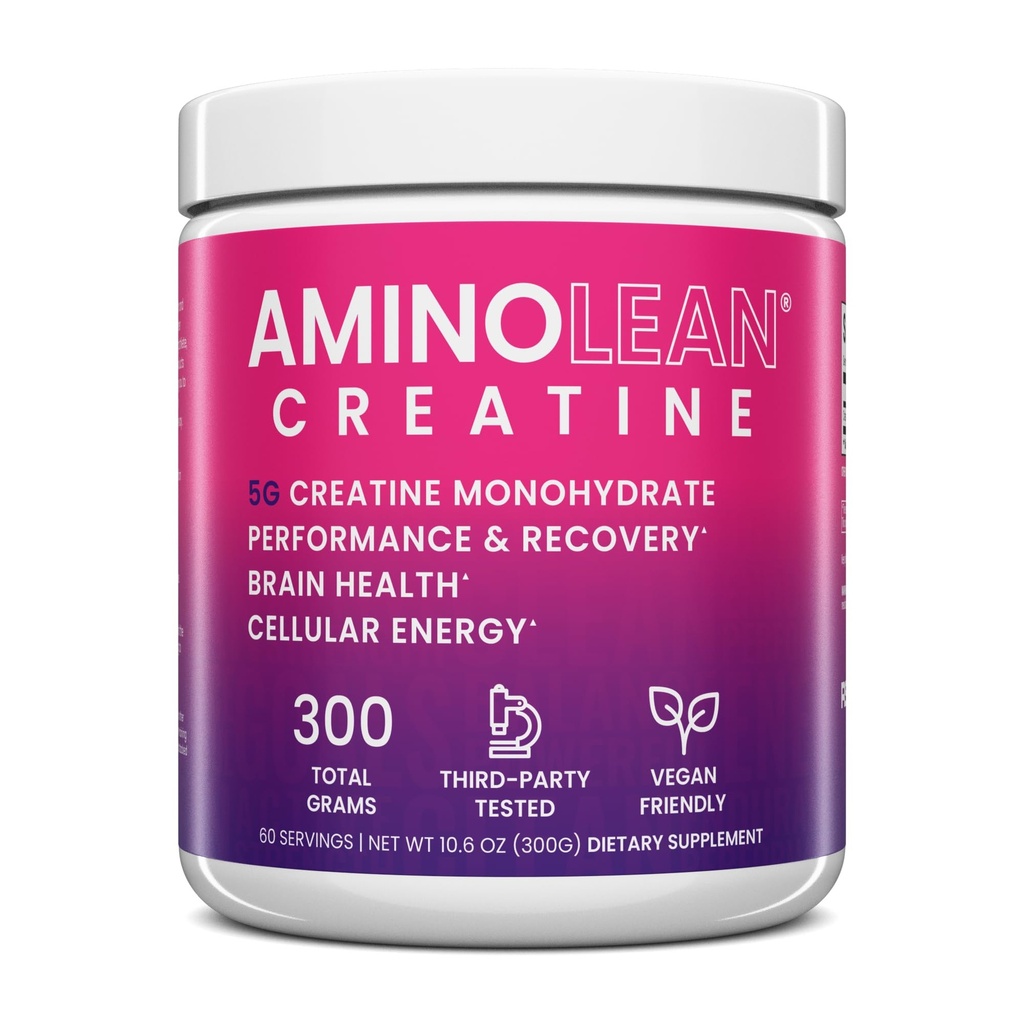 AminoLean Creatine for Women and Men, Pure Micronized Creatine Monohydrate אבקת תוספת עבור שריר טונינג, תמיכה Mood, אנרגיה Boost, בריאות המוח, 300g