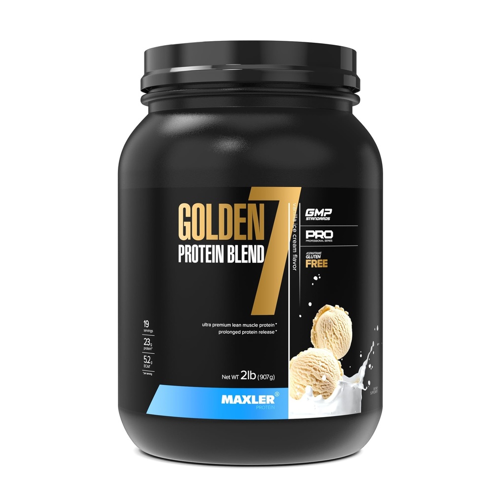 Maxler Golden 7 חלבון בלגן - אבקת חלבון עבור השגת שרירים ושיקום - אבקת חלבון וניל 2 lb