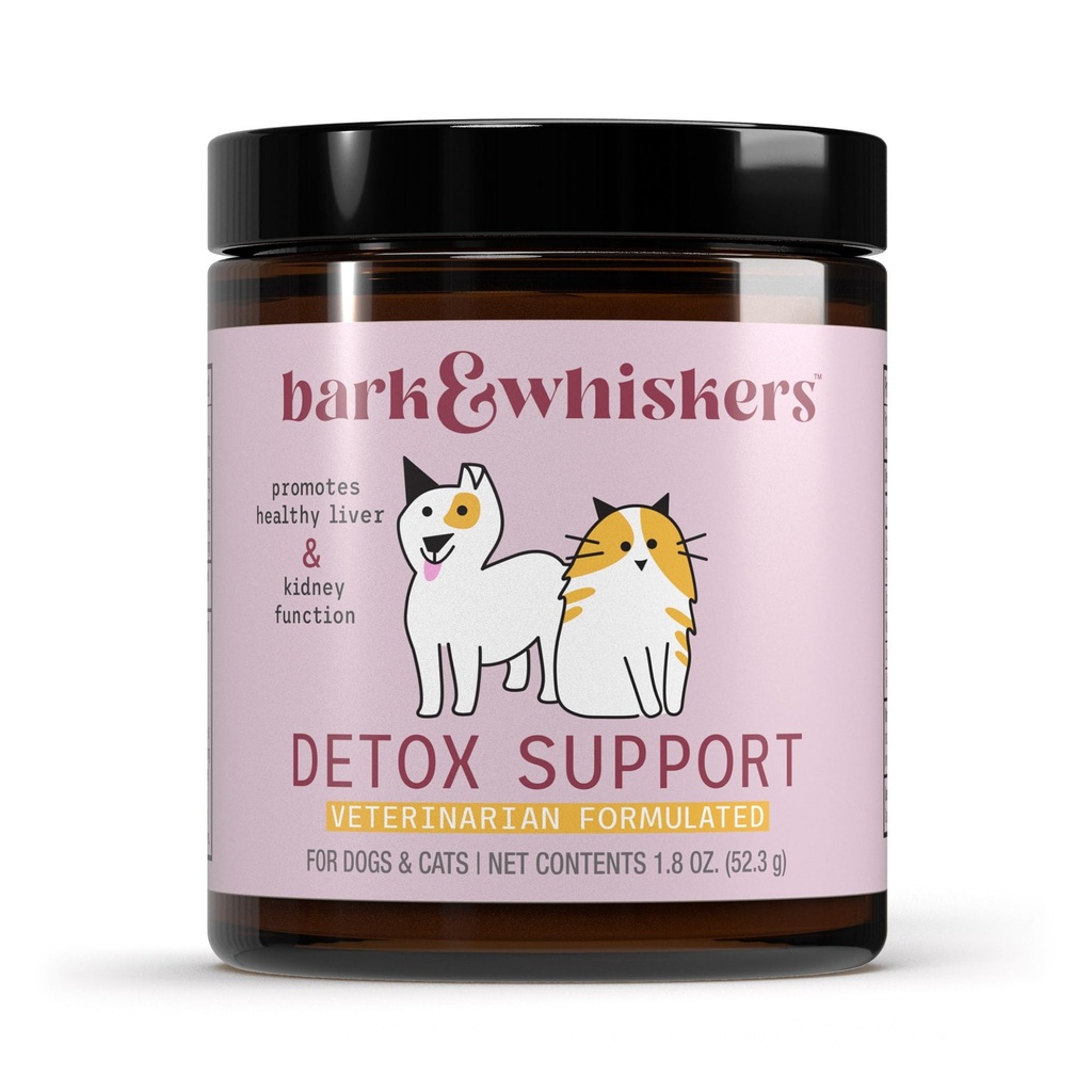 Bark & Whiskers Detox תמיכה - מסייע לתמוך ב- Liver & Kidney פונקציונלי - הילה עם חלב אורגני רעש ותה ירוק - 1.8 oz