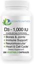 ויטמין D3-1000 IU 25 mcg (Cholecalciferol) Hypoallergenic תמיכה עבור שרירים, עצמות ושיניים, חזה, Prostate, Cardiovascular, קולון ובריאות החיסון (250 קפסולות Veggie)